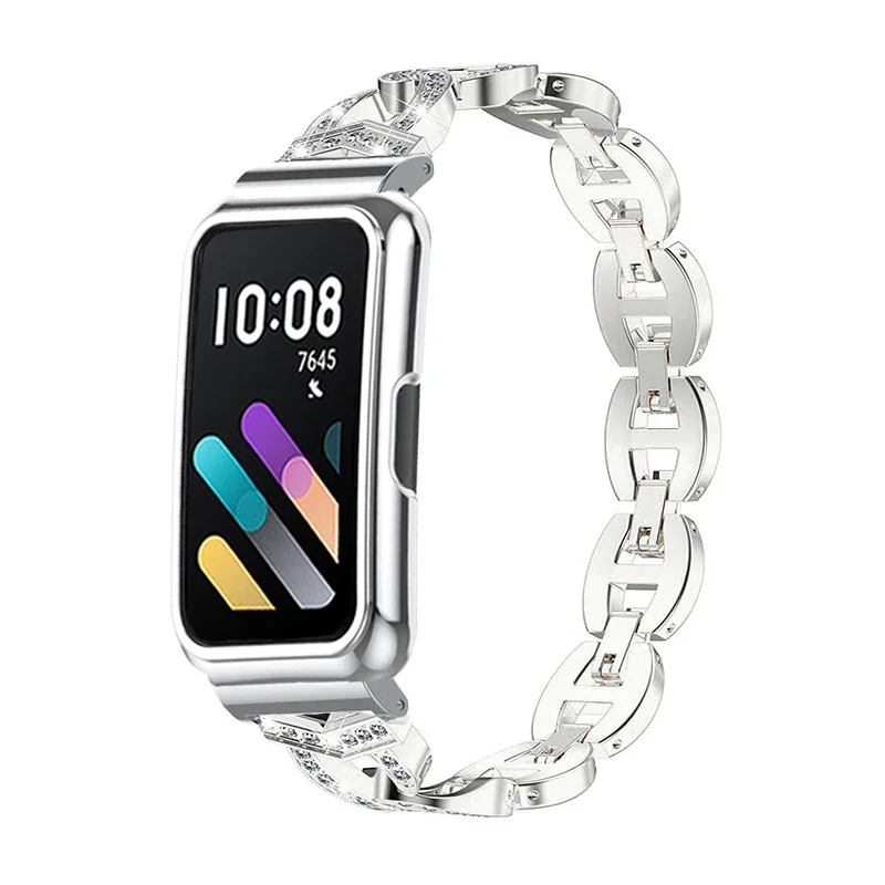 حزام حامي ل Honor Band 7 6 الماس حزام الساعات لهواوي الفرقة 6pro سوار لهواوي الفرقة 7 قذيفة واقية معدنية