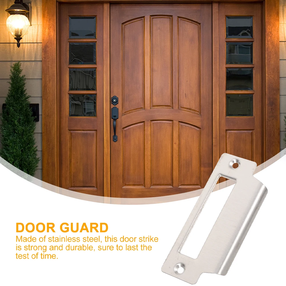 

6pcs Stainless Steel Strike Plate Reinforcement Garage Door Cover Durable Easy Install Screws Front Door Plate Cover Hole Filler