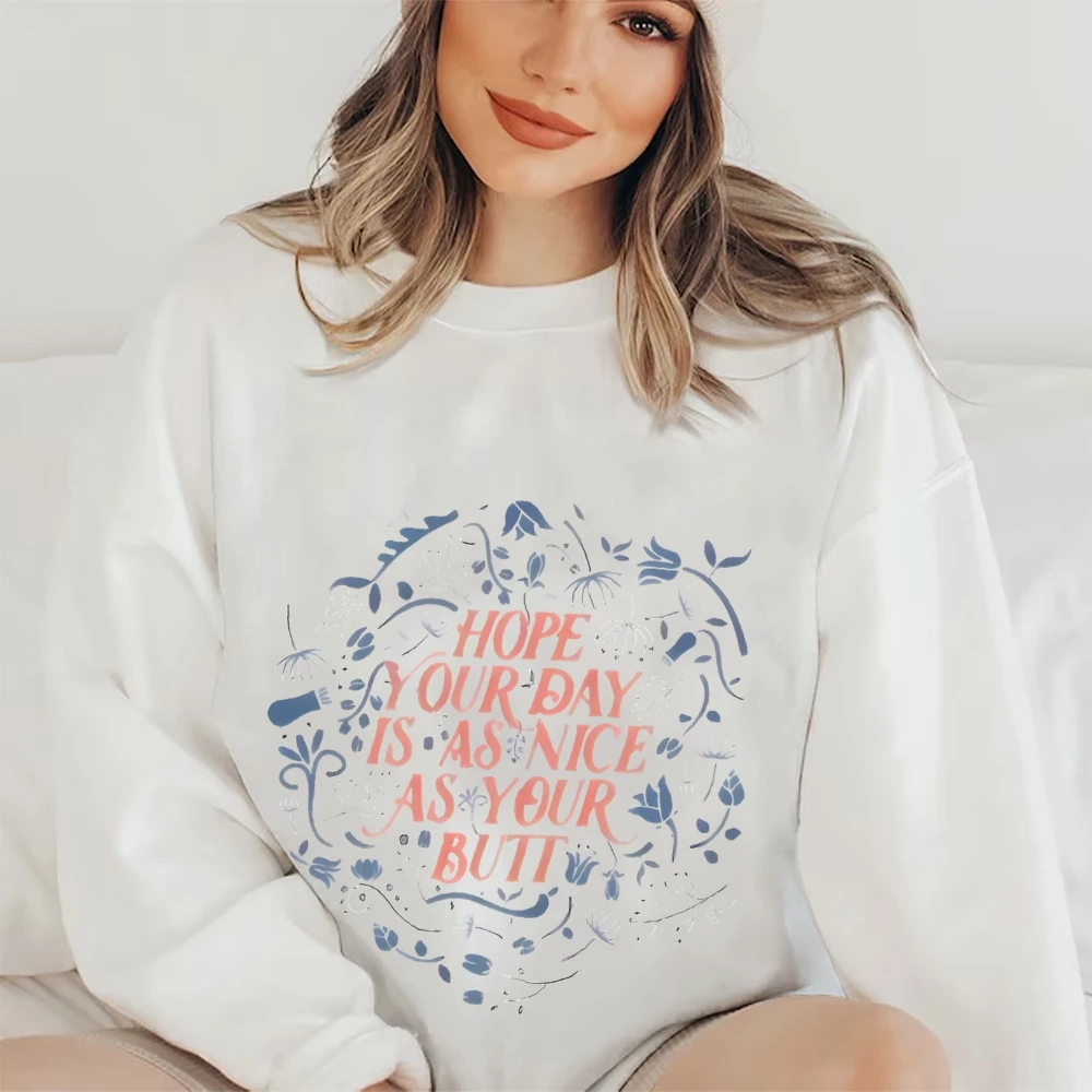Hope Your Day スウェットシャツ 花柄 引用グラフィック 秋冬 カジュアル ルーズ 長袖 ポジティブ トレンディ 陽気な布トップス