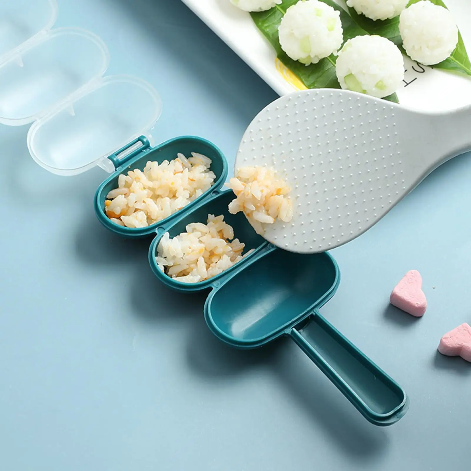 Rice Baller Ball Shaped DIY Sushi Tool Onigiri Mold 3-Cavity Onigiri Mold Shake Molds DIY Sushi Tool for Children Home Kitchen