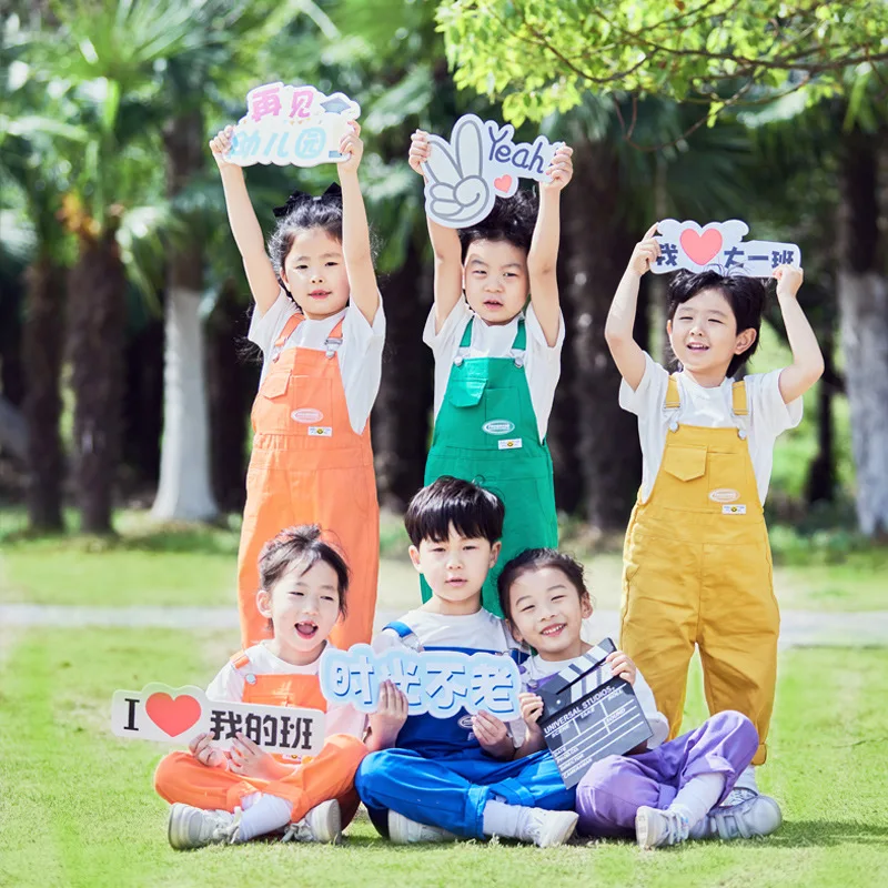 

Children Hip Hop Colorful Overalls Girls Sweet Dungaree Kids Candy Color Jumpsuit Street Dance Romper Boys Streetwear Trousers