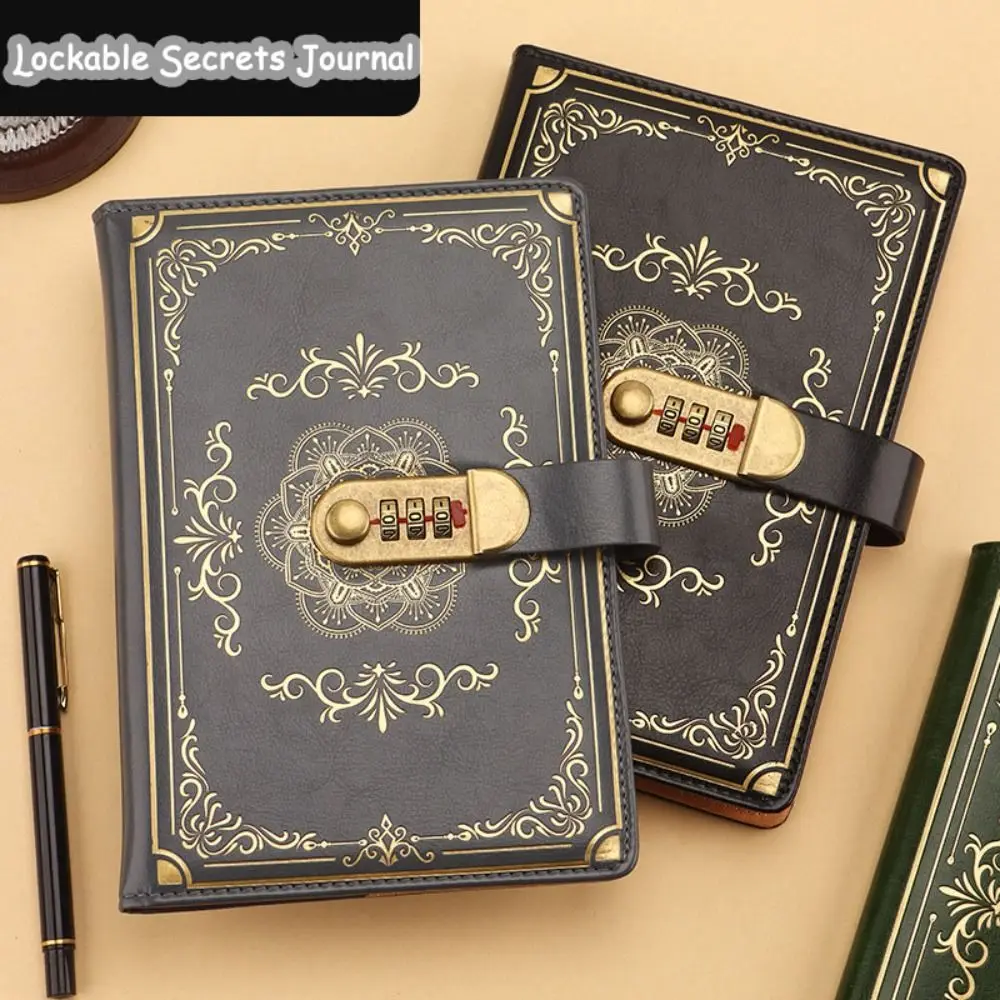 Buku Catatan Jurnal A5 100 Lembar Dengan Kunci Desain Kulit PU Berembos Buku Catatan Pribadi Kertas Bergaris Sampul Motif Bunga