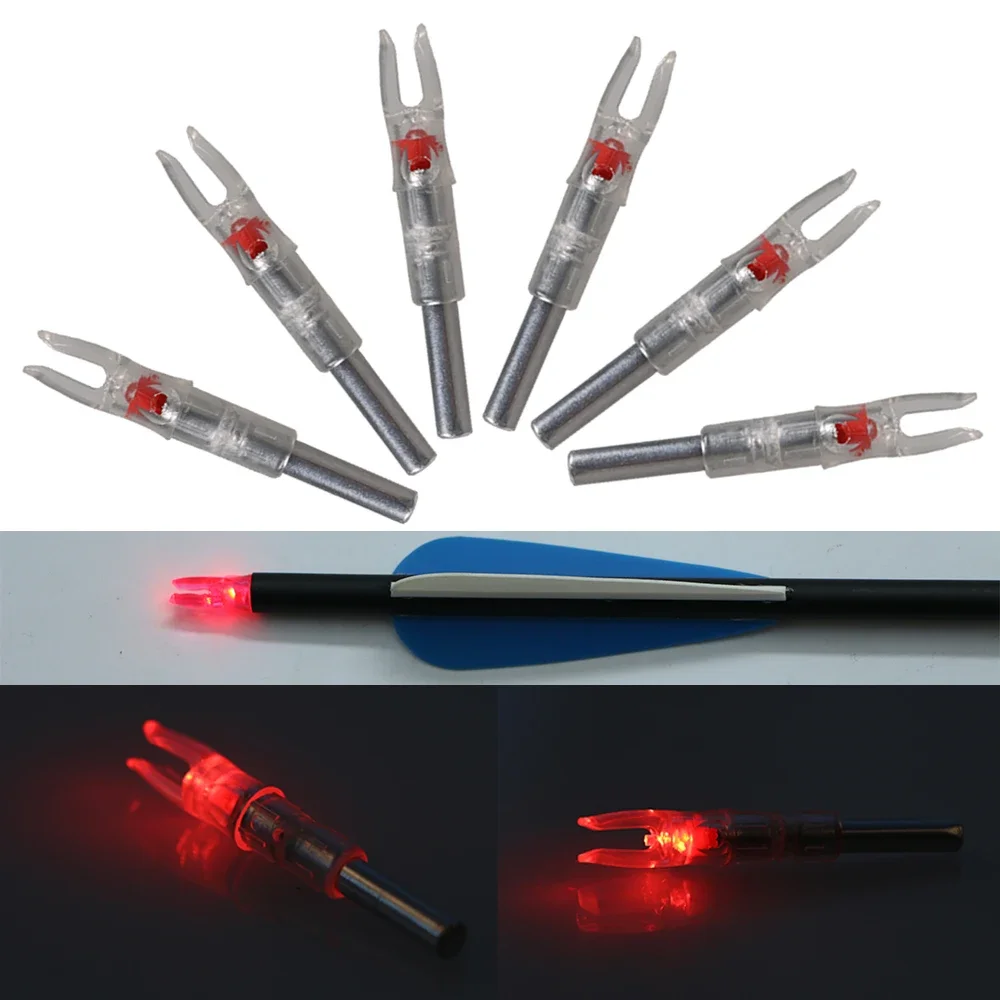 6pcs LED Arrow Nock Light ID6.2mm Automatically Lighted Archery Nocks tail for Hunting Arrow Shaft Accessories