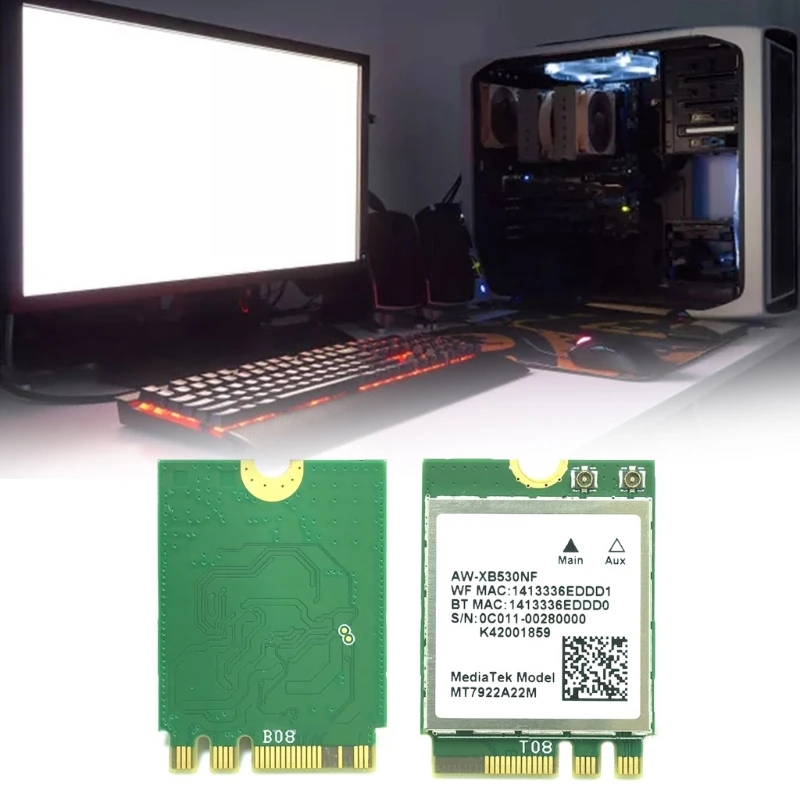 2024 New Wi-Fi 6E MT7922 (RZ616) AW-XB530NF Wireless LAN- Card 802.11AX WiFi BT5.2 Adapter 2400M NGFF-M2 Card 2.4G/5G/6G