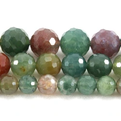 Natural Faceted Cut Indian Agate Round Loose Stone Beads Strand 6/8/10MM For Jewelry DIY Making Necklace Bracelet