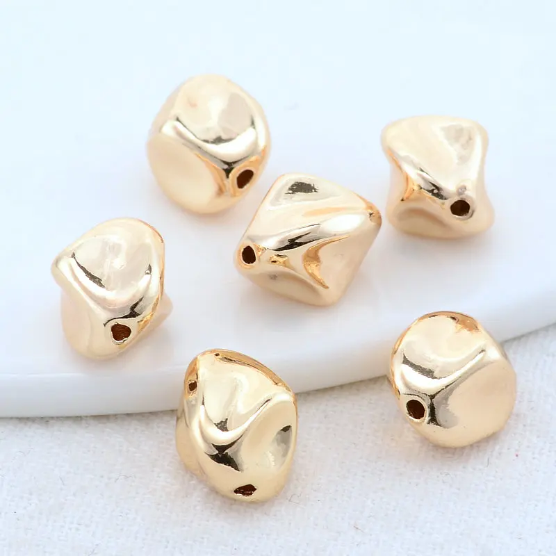 10MM 11MM 14K Gold Color Plated Brass Irregular Spacer Beads Bracelet Necklace Beads High Quality Diy Jewelry Accessories