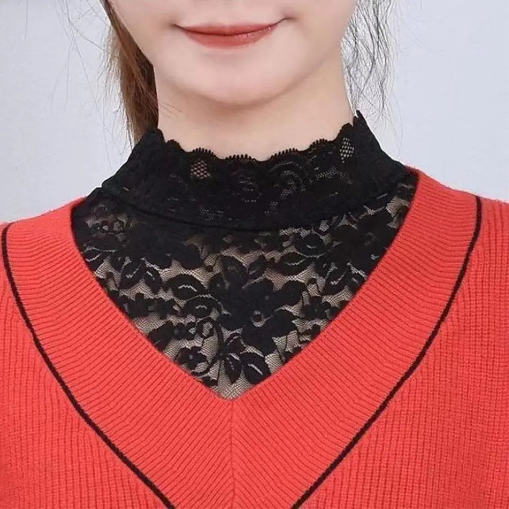 Fake Collar White Black Lace Floral Women Detachable False Collar Blouse Shirt Removable Collar Tie Sweater Decoration