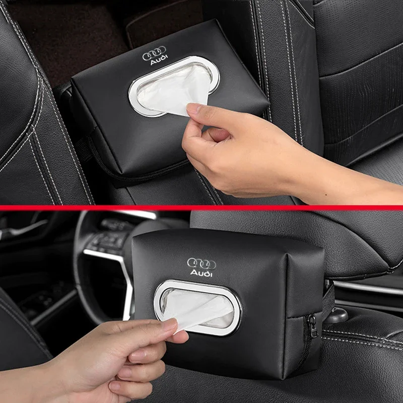 Leather Car Tissue Box Armrest Storge Bag for Audi S3 S5 S7 A3 A4 A5 A6 A7 A8 Q2 Q3 Q4 Q5 Q6 Q7 Q8 TT Accessories