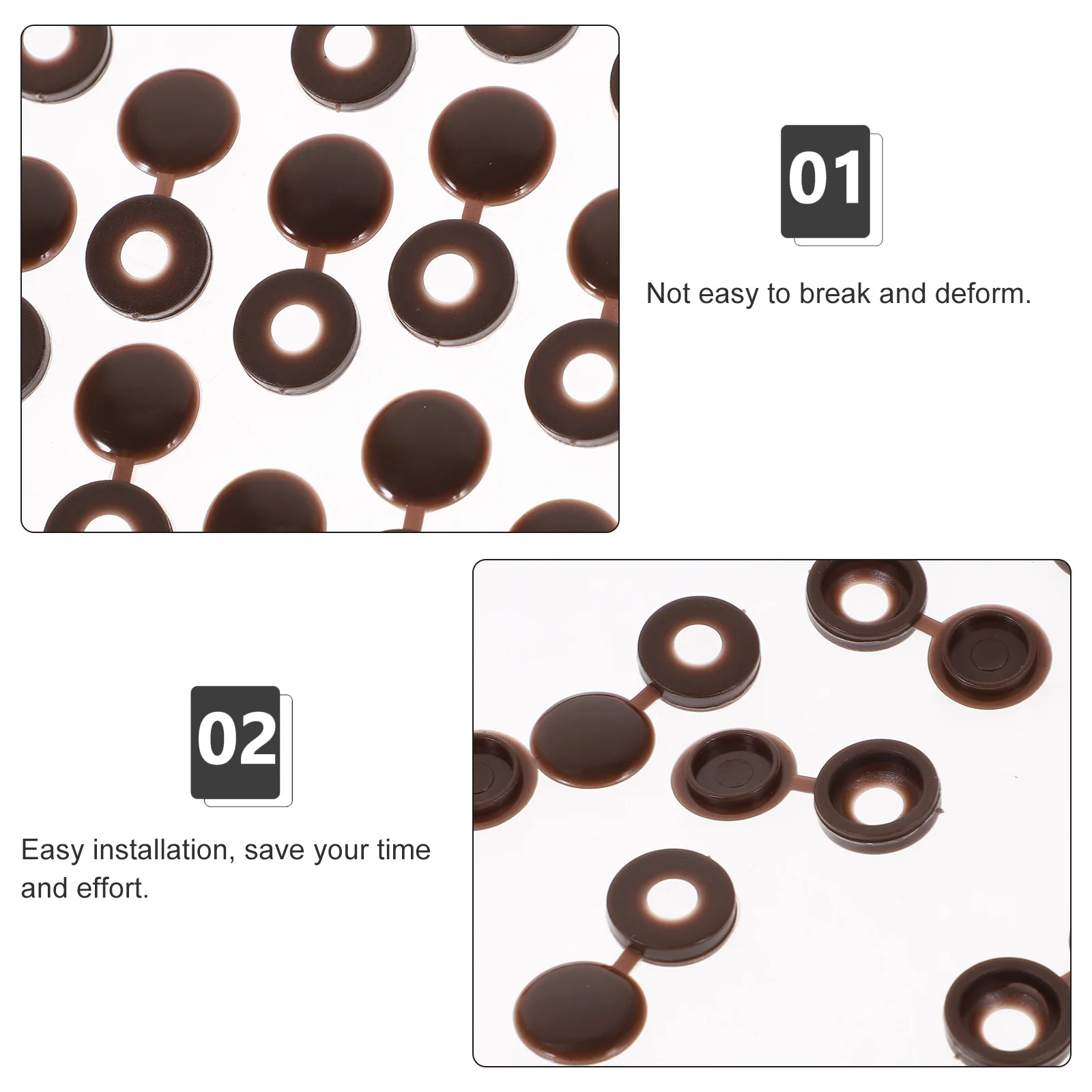 

100Pcs Brown Screw Caps Furniture Covering Hole Protectors Durable Plastic Screw Covers for Home Office DIY Decorative