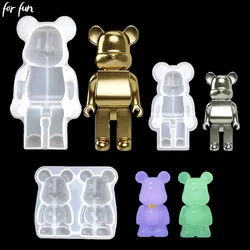 For Fun Violent Bear Teddy Bear Silicone Molds DIY Crystal Drop Gel Resin Mold Mechanical Bear Keychain Gypsum Candle Making