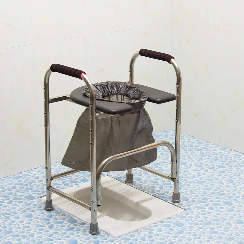 Toilet Safety Frame Adjustable Height Bedside Commode Walker Dual Use Standing Aid Support for Elderly Disabled