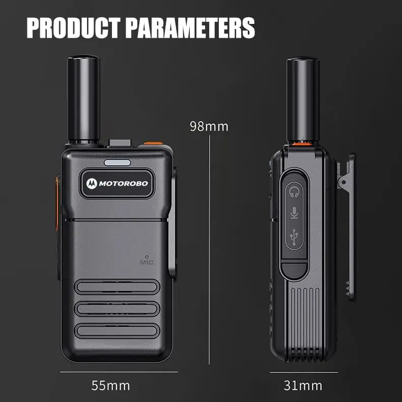 2 Pcs Mini Walkie Talkie PMR 446 Portable Two-way Radio Ht PTT Walkie-talkies 30W 16CH UHF 400-470MHz Radio for kids Hotel Busin