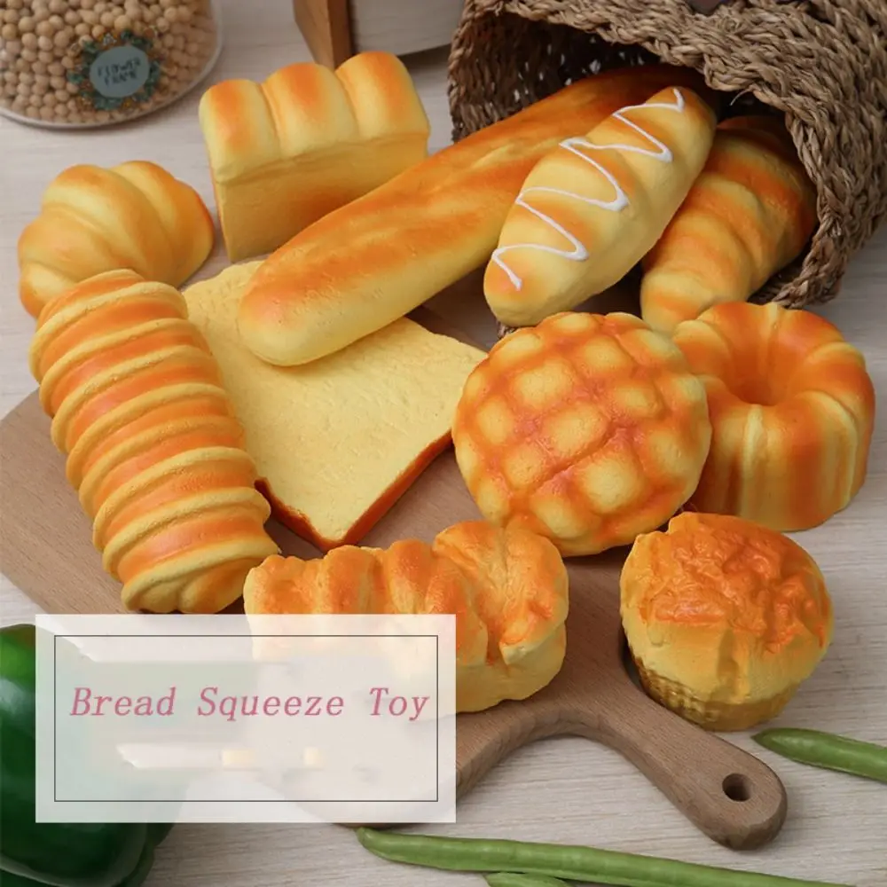Stretch Squeezing Simulation Bread Squeeze Toy Toast Cake Fake Food Model Breakfast Squeeze Sensory Toys Vinyl Simulated Food