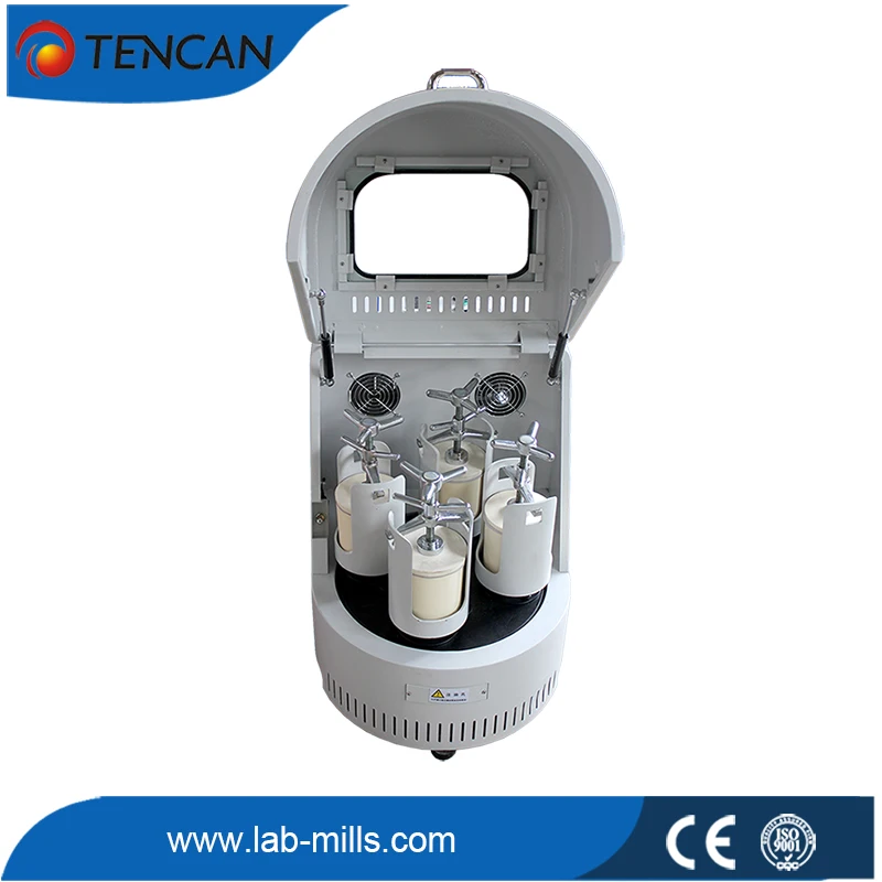 China Tencan 220V 2L 4*500ml Frasco de molino de corindón + bolas de alúmina, molino de bolas de laboratorio, fresadora planetaria