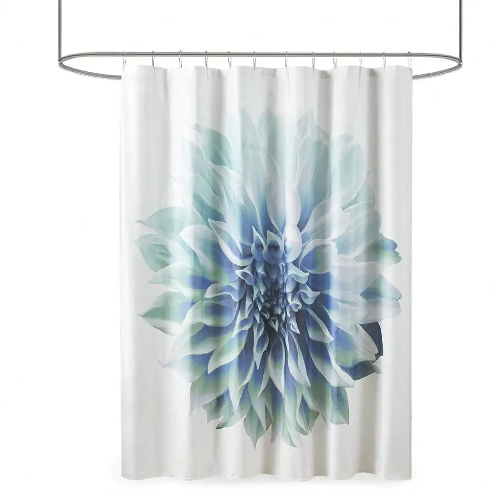 Madison Park Norah Shower Curtain, Oversized Realistic Floral Print Design, Modern Bathroom Decor, Machine Washable