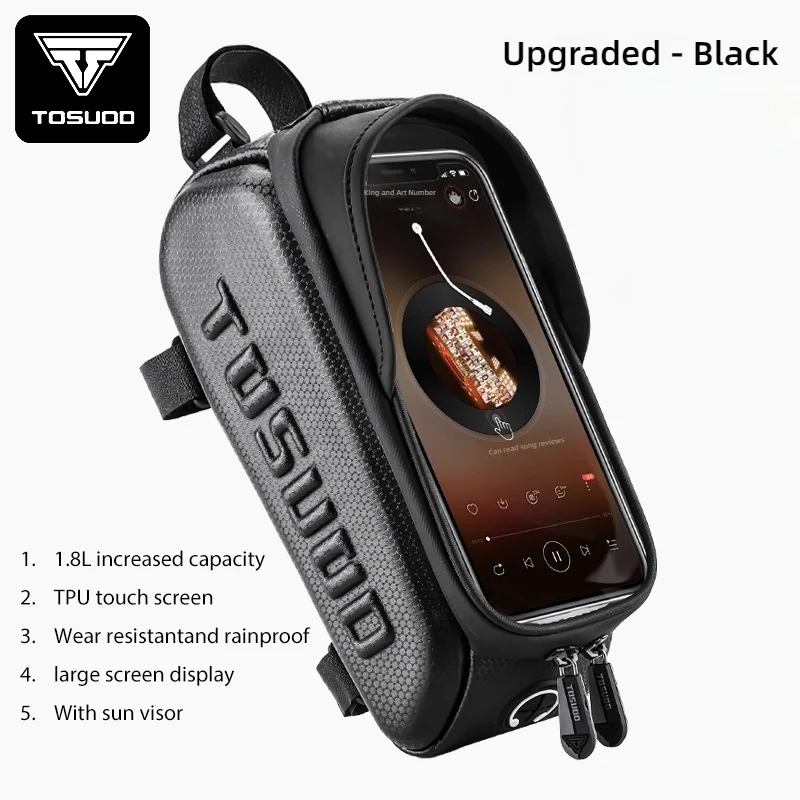 TOSUOD Bicycle Bag Cycling Top Front Tube Frame Bag Waterproof 8 Inches Phone Case Storage Touch Screen MTB Road Bike Bag