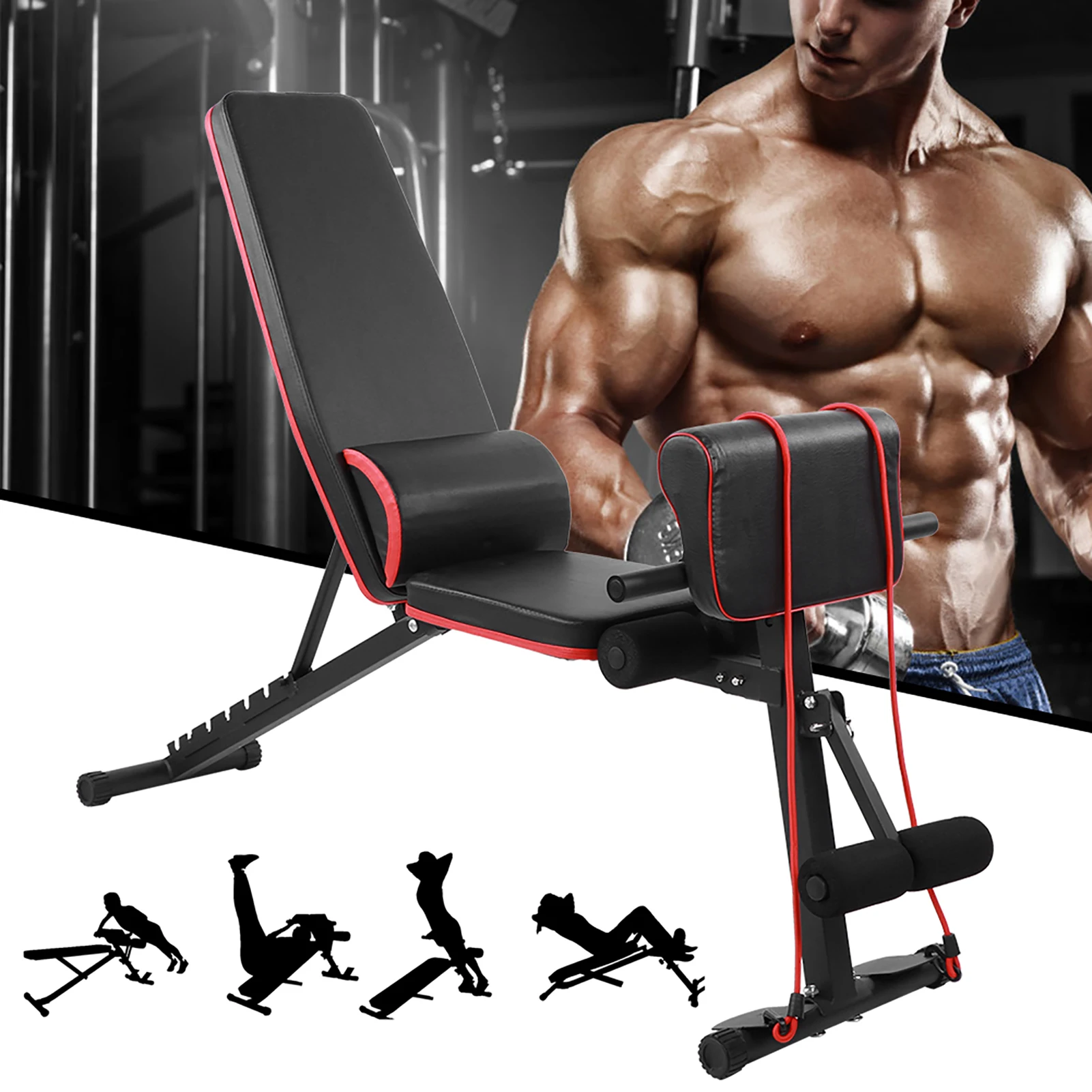 7 LVL Adjustable Weight Abdominal Bench Situp Fitness Dumbbell Bench Waist Bench