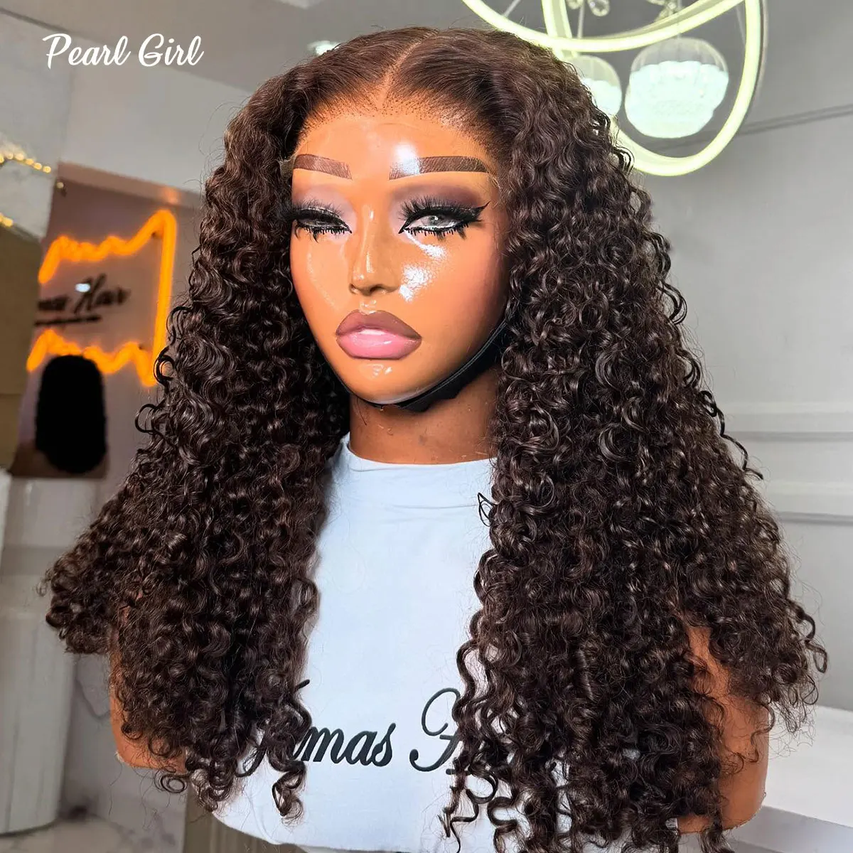 

300 Density Glueless Wig Human Hair 13x6 360 Brown Color Kinky Curly Wigs for Woman Pre Plucked Curly 13x4 HD Lace Frontal Wig