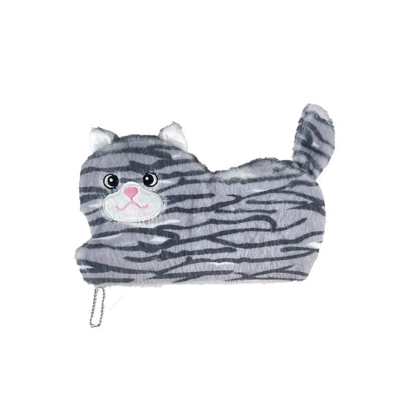 Astuccio per matite in peluche con gatto adorabile Astuccio per cancelleria di grande capacità Borsa per animali dei cartoni animati Borsa per cosmetici con gattino carino Regali per bambini per ragazze