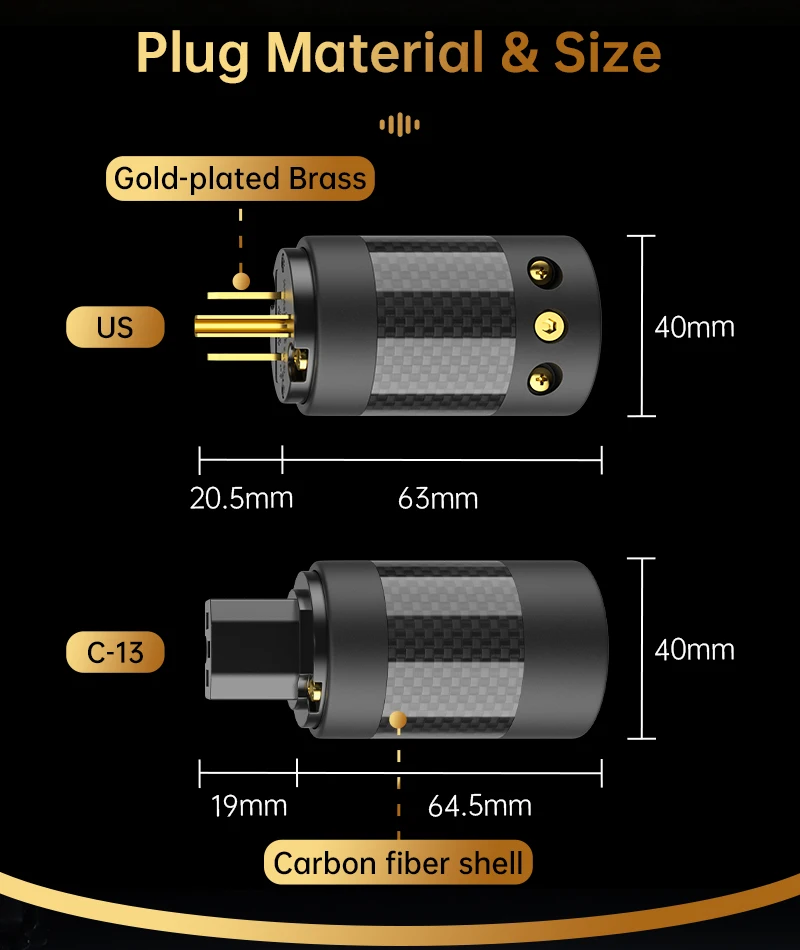 Serost StarPro HiFi Audio Sauerstofffreies Kupfer Versilbertes OFC AC-Stromkabel 9AWG US EU AU zu C7 C13 Stecker für Leistungsverstärker – Detail 7