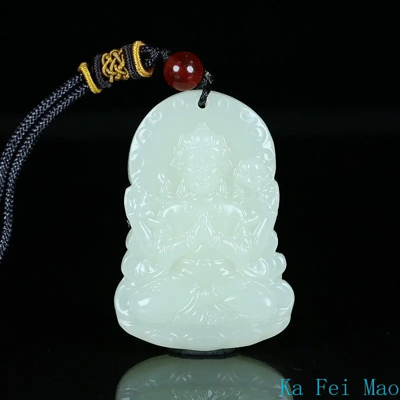 100% Hotan الجاديت الأخضر والأزرق متعدد الألوان ألف يد قوانيين قلادة عصرية للرجال والنساء