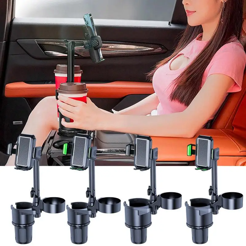 Multifunctional Car Cup Holder 3 In 1 Cup Cell Phone Holder 360Rotation Stable Cup Holders Extender Car Large Cup Holder Adapter