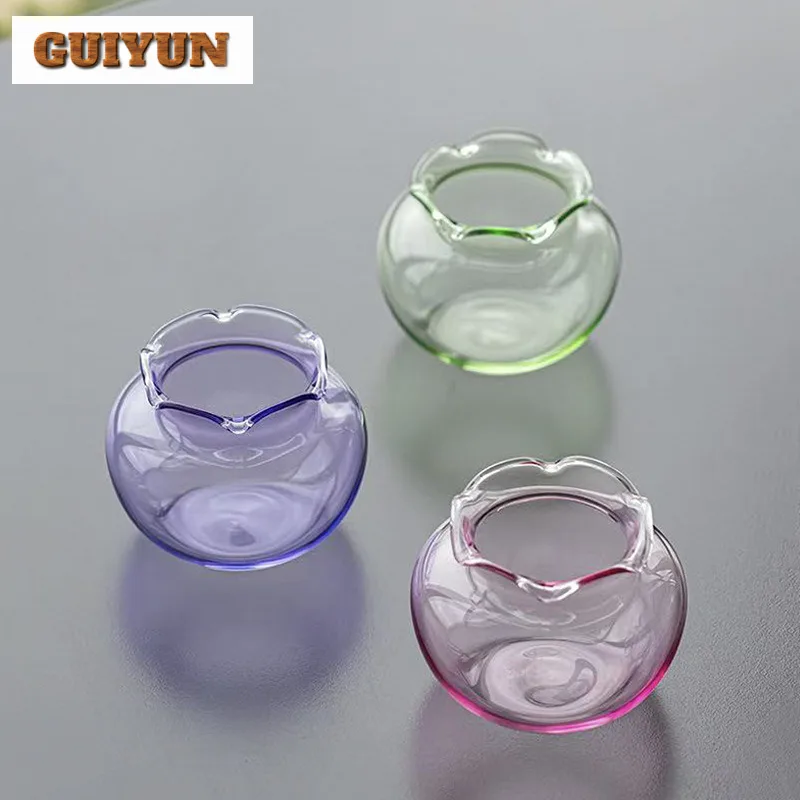 

450ml Glass Begonia Flower Mouth Jianshui Tea Cup Wash Tea Garbage Can Household Chaxi Tableware Accessories Collection Supplies