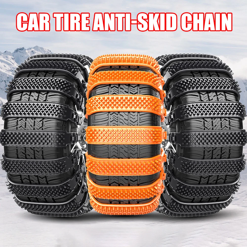 10pcs Car Tire Snow Anti-skid Chain Winter Anti-Skid Tyre Cable Ties Thickened Beef Tendon Anti Skid Chain Emergency Accessories