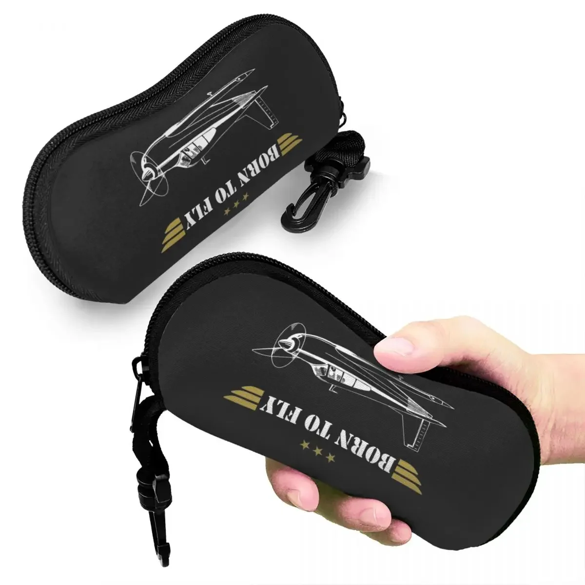 Born To Fly Single Airplane Glasses Case Waterproof Aviation Airport Glasses Storage Box Vintage Eyewear Container