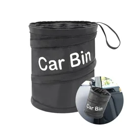 Foldable Car Trash Can Portable Pop-up Waterproof Waste Basket Black Leak Proof Vehicle Garbage Can Auto Interior Accessories