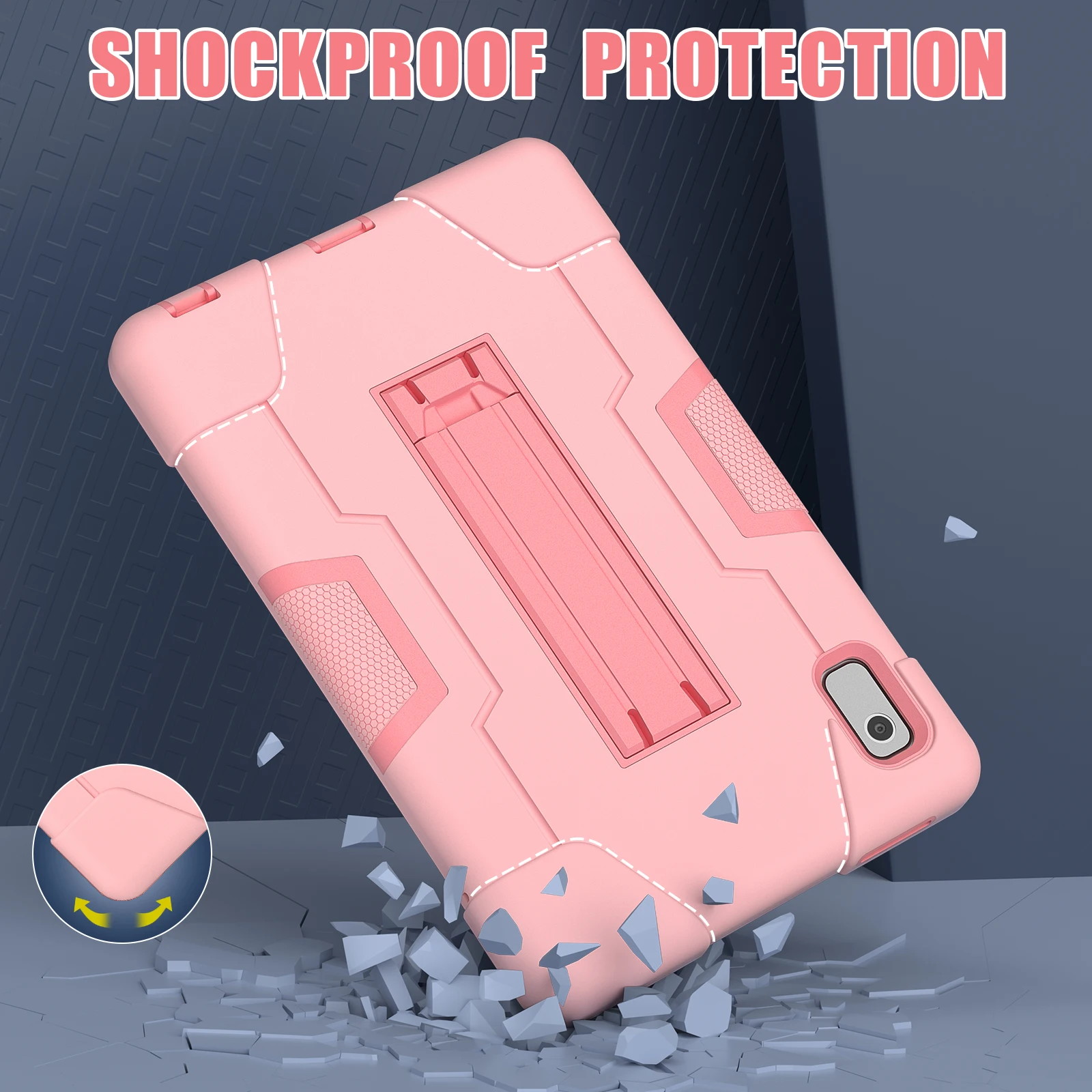Kickstand Armor Case For Lenovo Tab M9 2023 9.0 inch TB310FU TB310XU PC-Silicone 3-Layers Rugged Heavy Duty Cover Shockproof 6