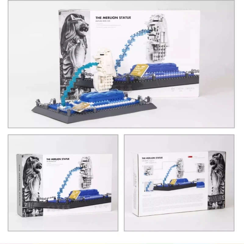 SEMBO Singapore - Merlion bouwstenen Creatief monument Gebouw Met de hand geassembleerd model Decoratieve ornamenten Educatief speelgoed