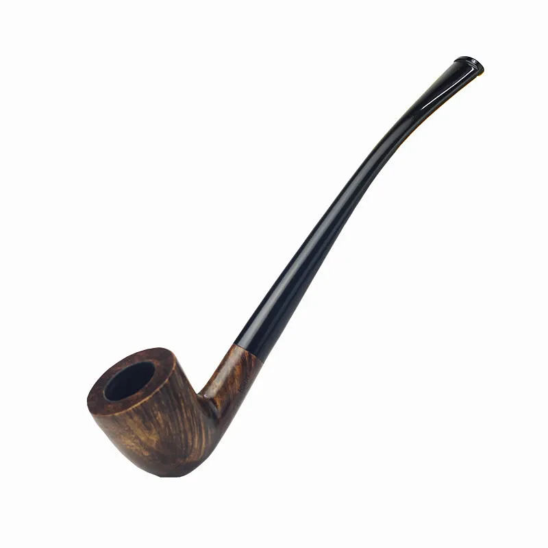 Ebony Wood Flue Tobacco Pipe Retro Gentleman Bent Type Handle Handmade Smoking Pipe With Accessory Old Dad's Gift