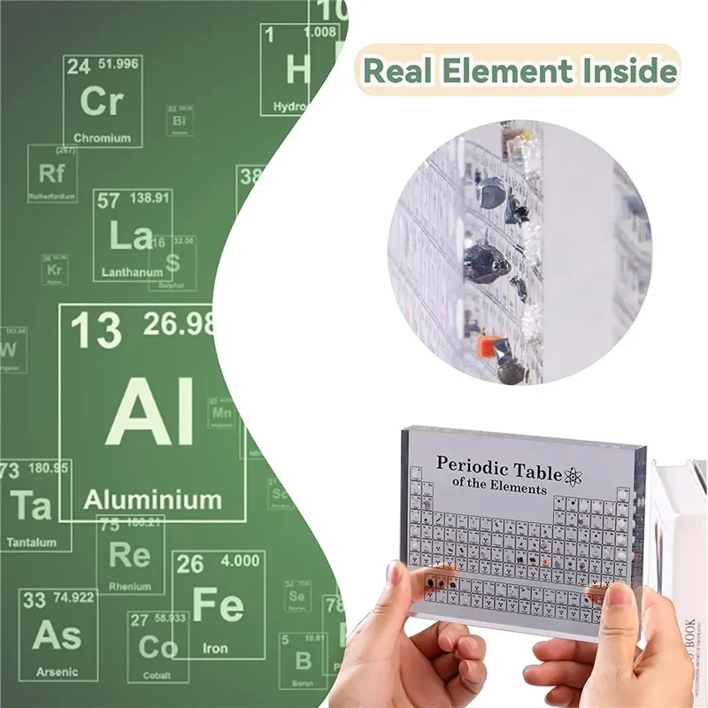 Acrylic Periodic Table with Real Elements Chemical Mendeleev Periodic Table of Elements Samples Inside Chemistry Materials Craft