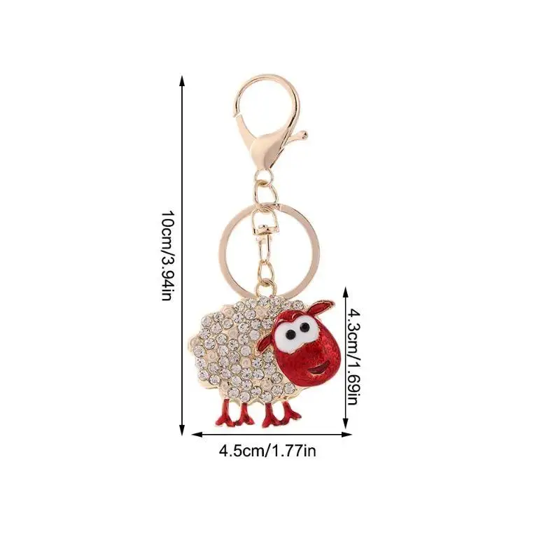 Niedlicher Strass-Schaf-Schlüsselanhänger, glänzender Kristall-Taschenanhänger, lieber Anhänger für Weihnachten, Neujahr, Geburtstagsgeschenke – Detail 6
