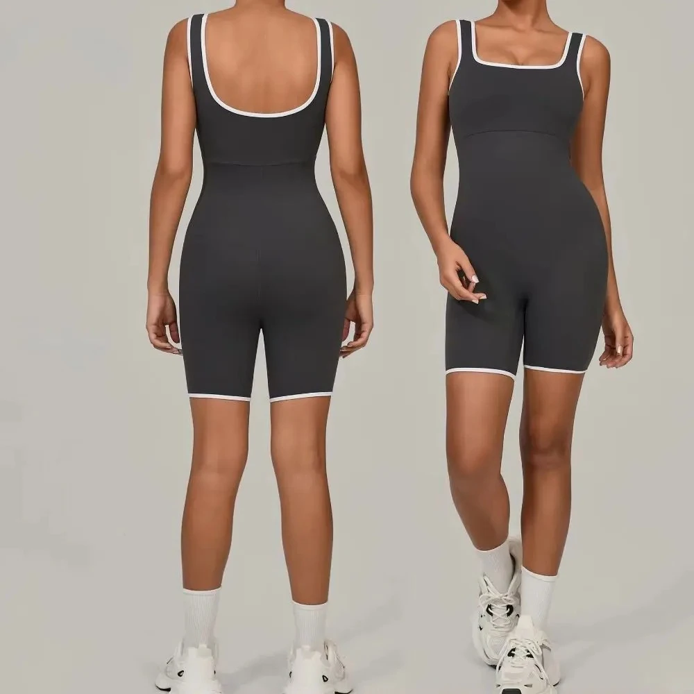 

High Elasticity Gym Sexy Sports Jumpsuit Women's Bare Back Gym Romper Padded Sports Yoga Bodysuit Fitness Lift Buttocks Playsuit