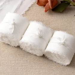 3 Rolls of 5-meter White Chiffon Ribbons for Wedding Invitations, Bridal Bouquets, Gift Boxes, Bow Decorations Christmas Ribbon