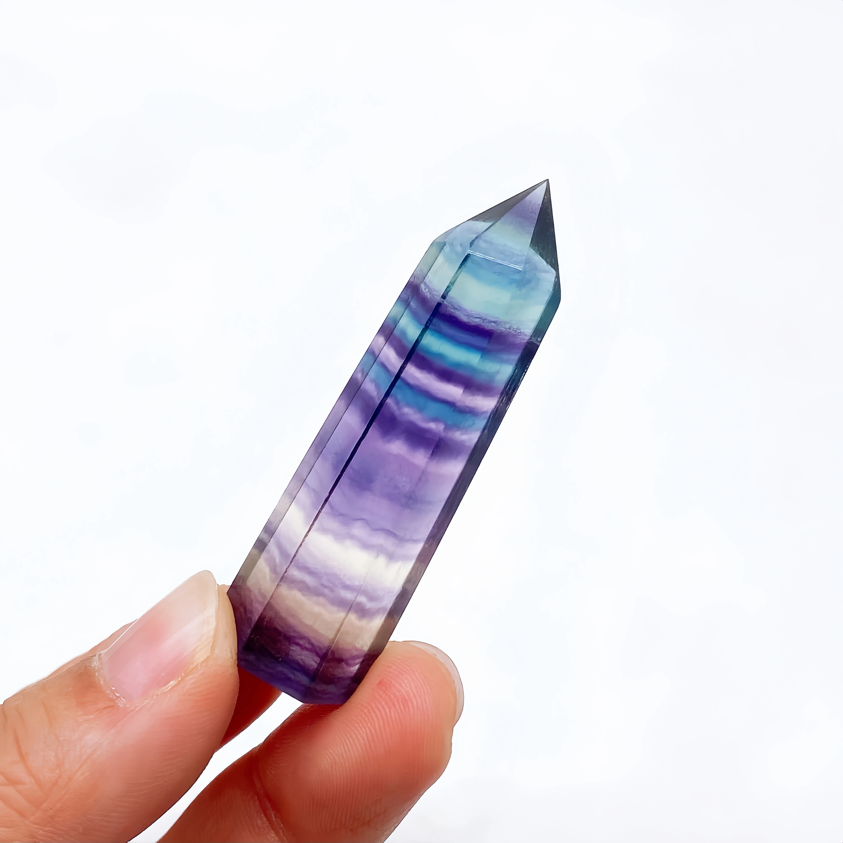 Natural Colorful Fluorite Tower Crystal Stone Quartz Point Mineral Witchcraft Healing Hexagonal Wand Home Decor Aquarium Gift