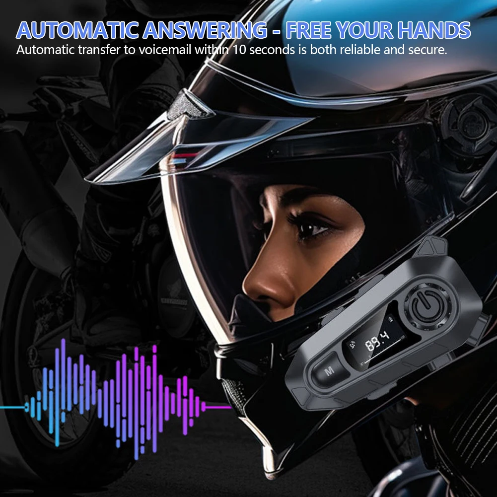 دراجة نارية سماعة خوذة BT5.3 اللاسلكية Handfree دعوة مقاوم للماء موتو سماعة مع راديو FM الموسيقى مشاركة شاشة LED لراكبي #2