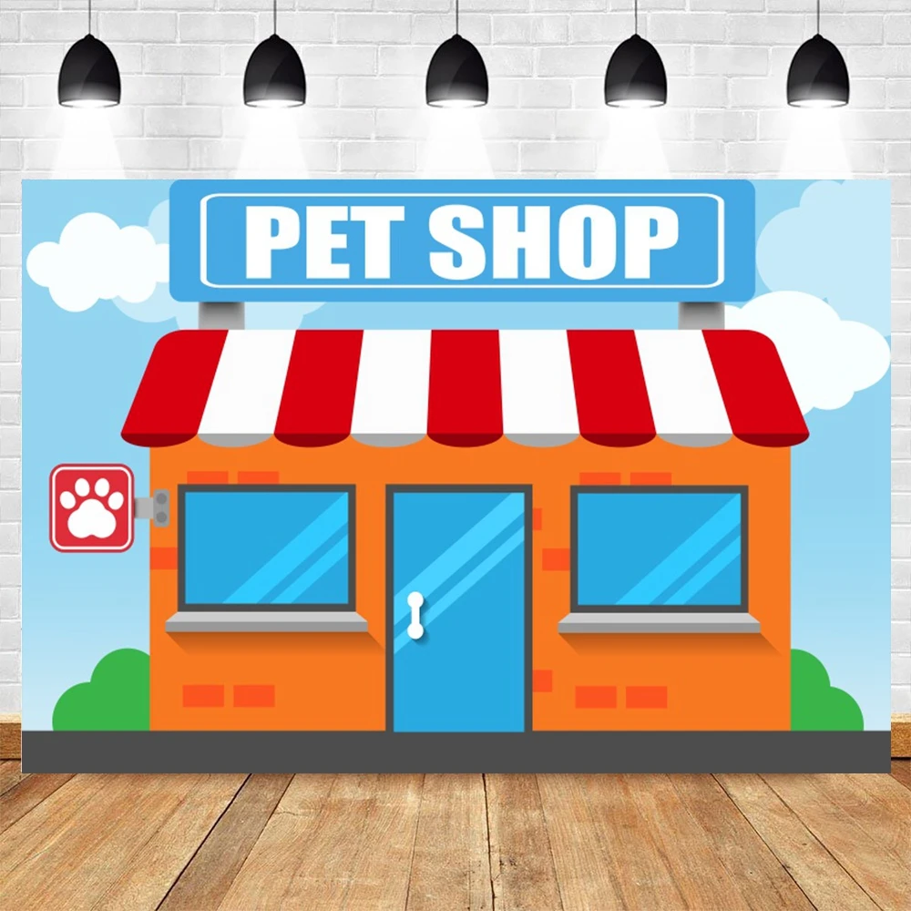 Dierenwinkel Thema Fotografie Achtergrond Dier Cartoon Katten Hondenpoot Gelukkig Verjaardagsfeest Decor Banner Achtergrond Fotostudio Rekwisieten