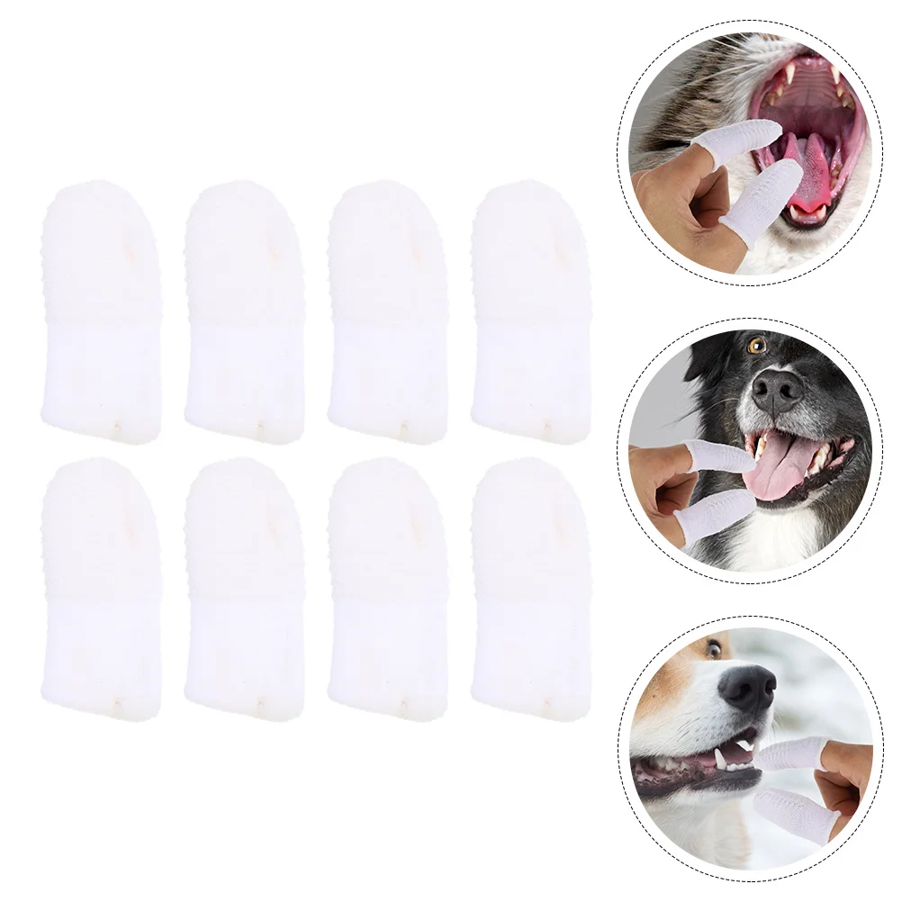 8 pçs escovas de dentes pet escovação dedo berço ferramenta cuidados orais gato confortável cão branco flexível