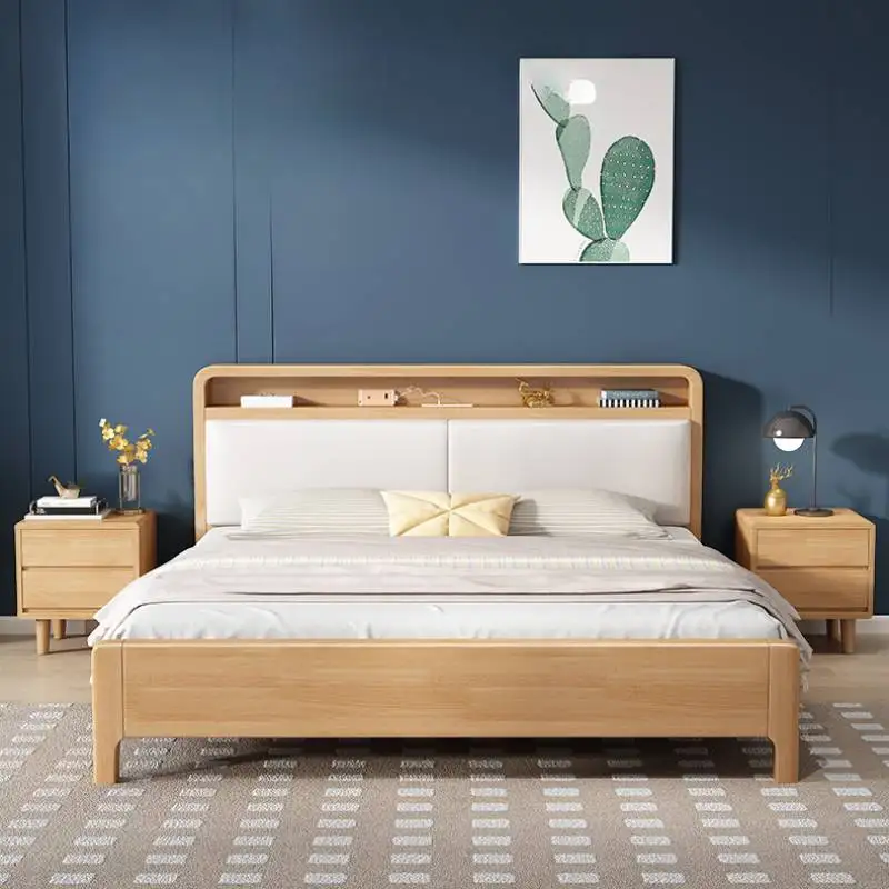 

Wood Headboard Simple Bed Frame Double Elegant Modern King Size Twin Bed Frame Under Storage Cama Moderno Lujo Bedroom Furniture