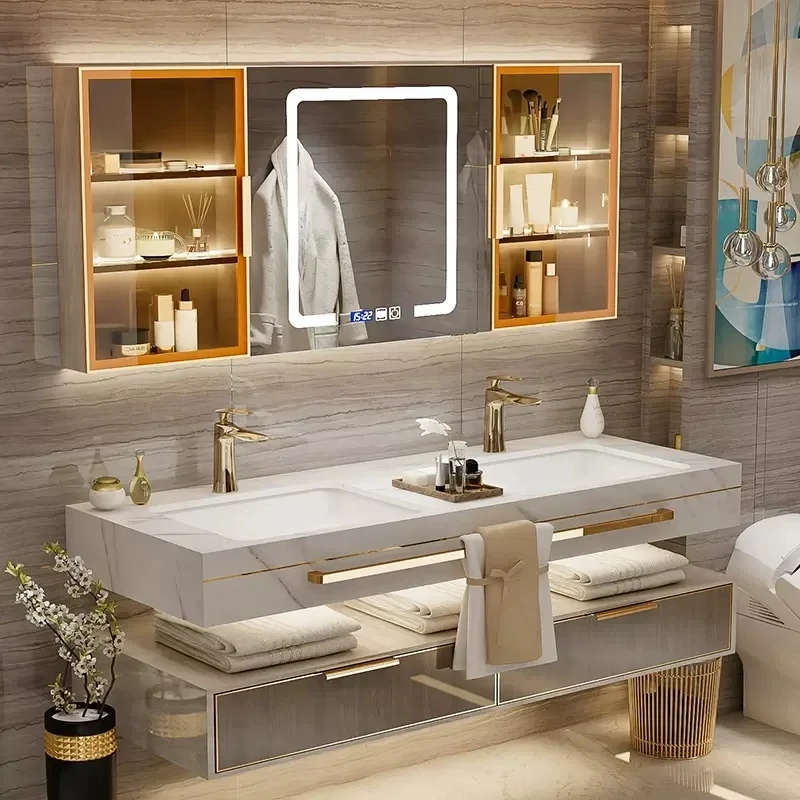 

Smart Mirror Cabinet Bathroom Cabinet Wash Basin Cabinet Combination Washbasin Washstand Light Luxury Bathroom