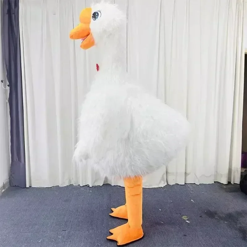 2.2m Inflatable White Swan Mascot Adult  Goose Suit for Entertainment Stage Wear Full Body Animal Cosplay Dress No Battery