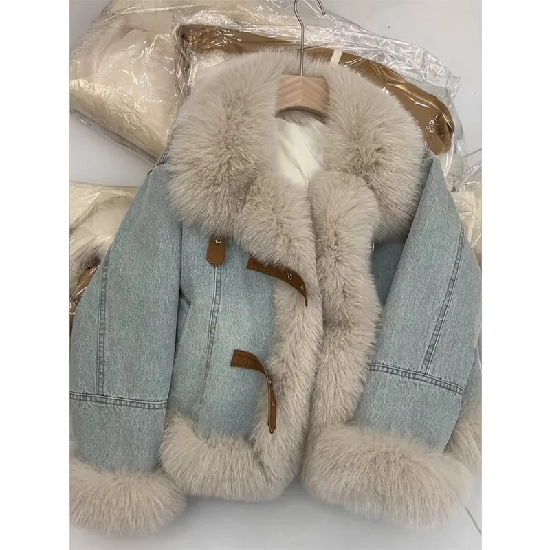 Mulheres denim casacos y2k jaquetas casuais gola quadrada mangas compridas pele do falso angustiado solto ponto aberto leve estiramento 2026 outono