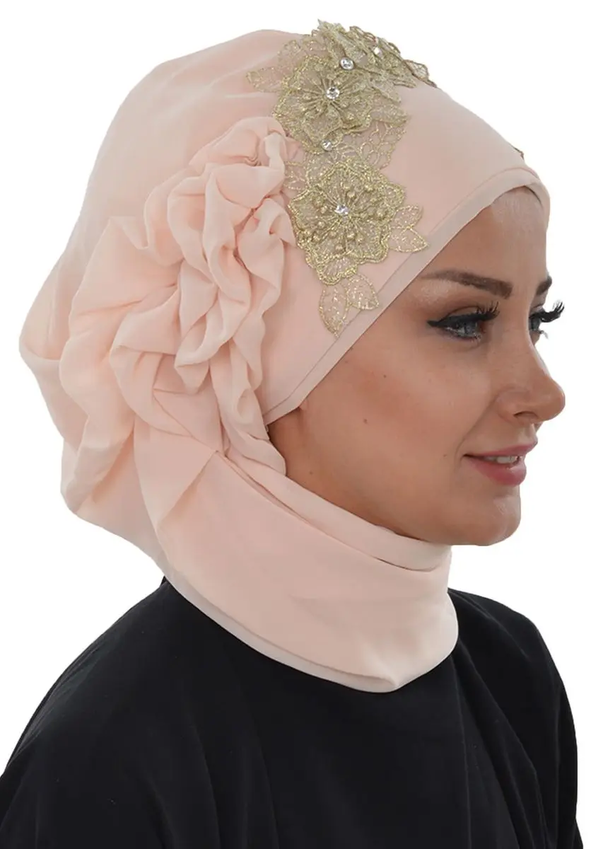 Accessories design chiffon ready turban beige