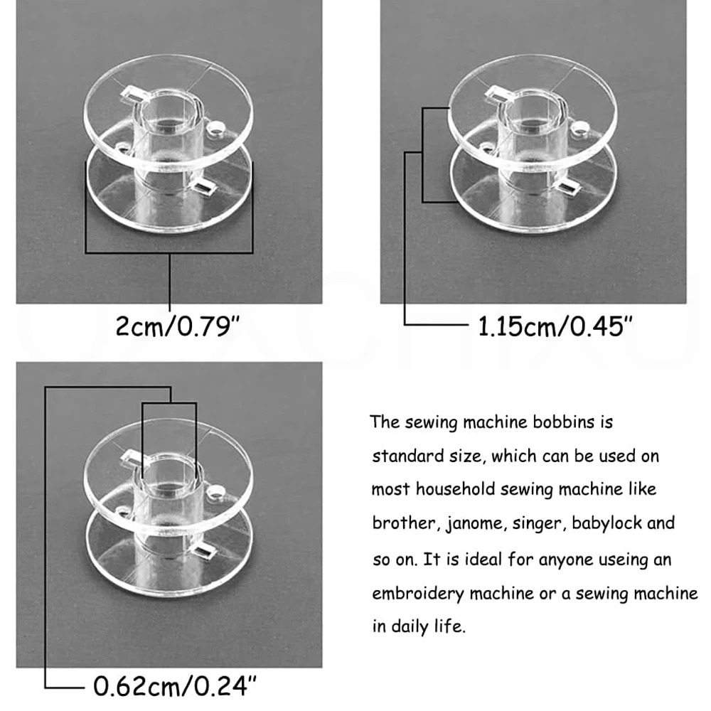 Bobine per macchine da cucire in plastica trasparente da 20 pezzi per Brother, parti/accessori per macchine da cucire Baby Lock