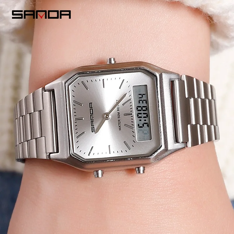 Free Shipping OUTLETSSanda New Popular 's Business Quartz Simple Men's Fashion Retro Steel Strap Watch