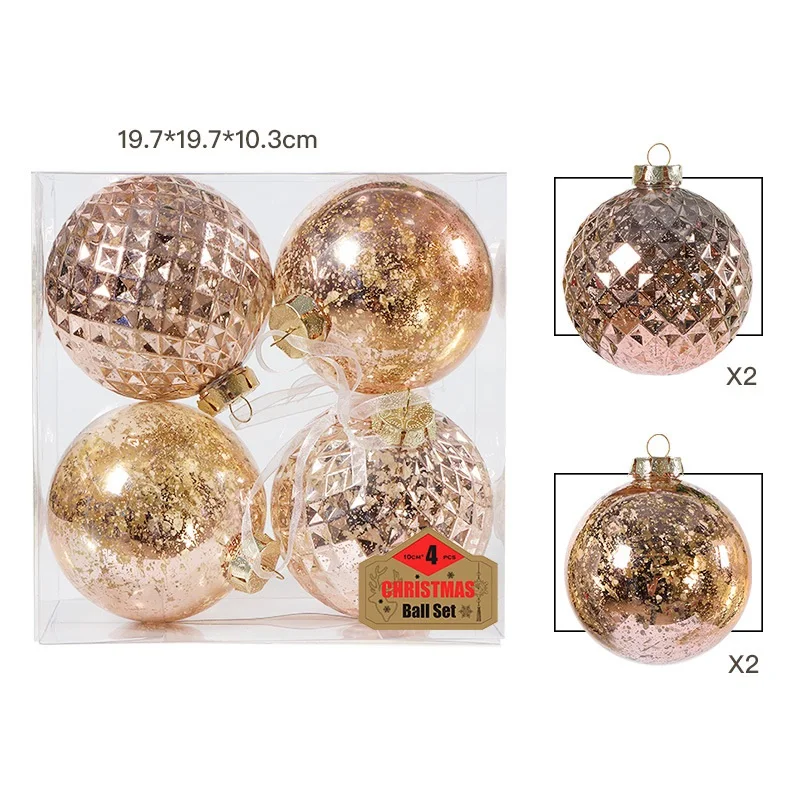 Esferas-Christmas Plastic Ball Ornaments, Hanging Bauble Pendants, Xmas Decor for Home, New Year, 10cm