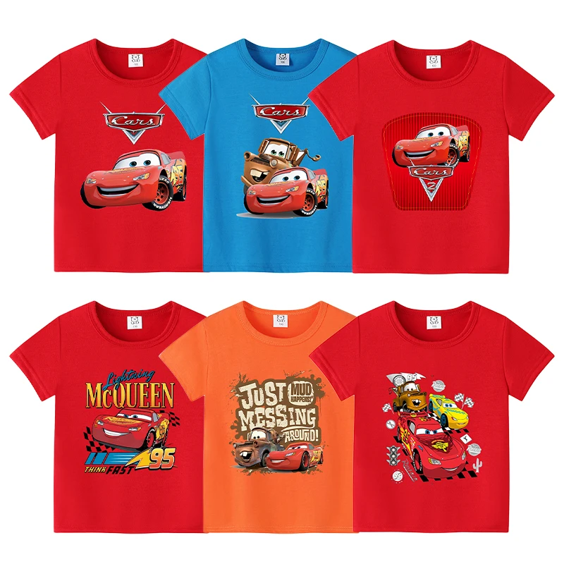 

Cars Lightning McQueen Boys Girl T-shirt Disney Movie Cartoon Print Child's Tees Cotton Tee Shirt Short Sleeve Clothes Cute Gift